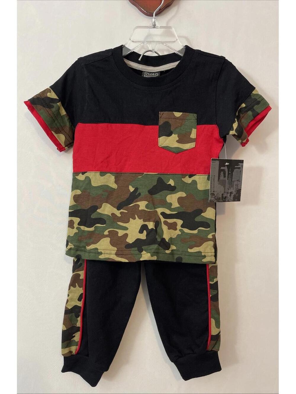 Quad Seven Toddler 24 Months Black Camo Tshirt & Sweatpants Outfit NWT! A4458r
